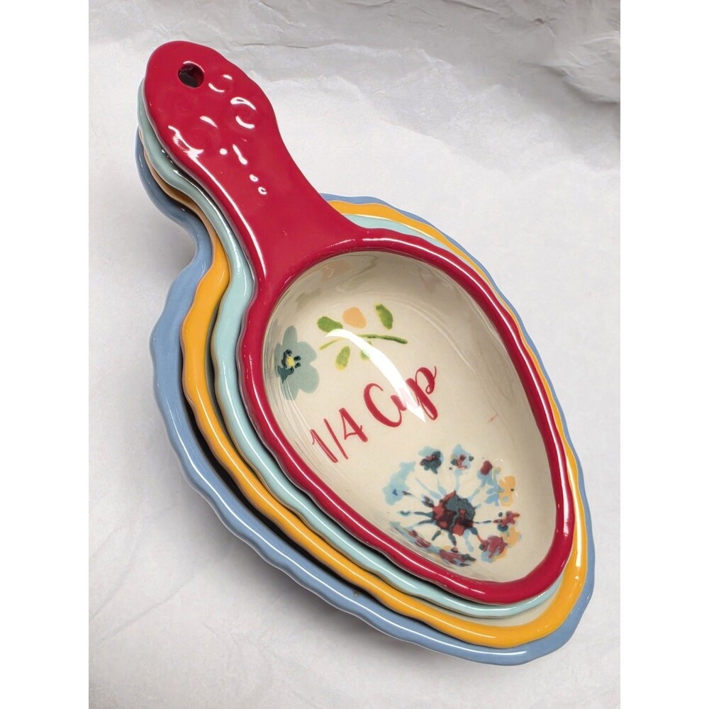 The Pioneer Woman Willow 4-Piece Ceramic Measuring Cups Set – Floral Multicolor
